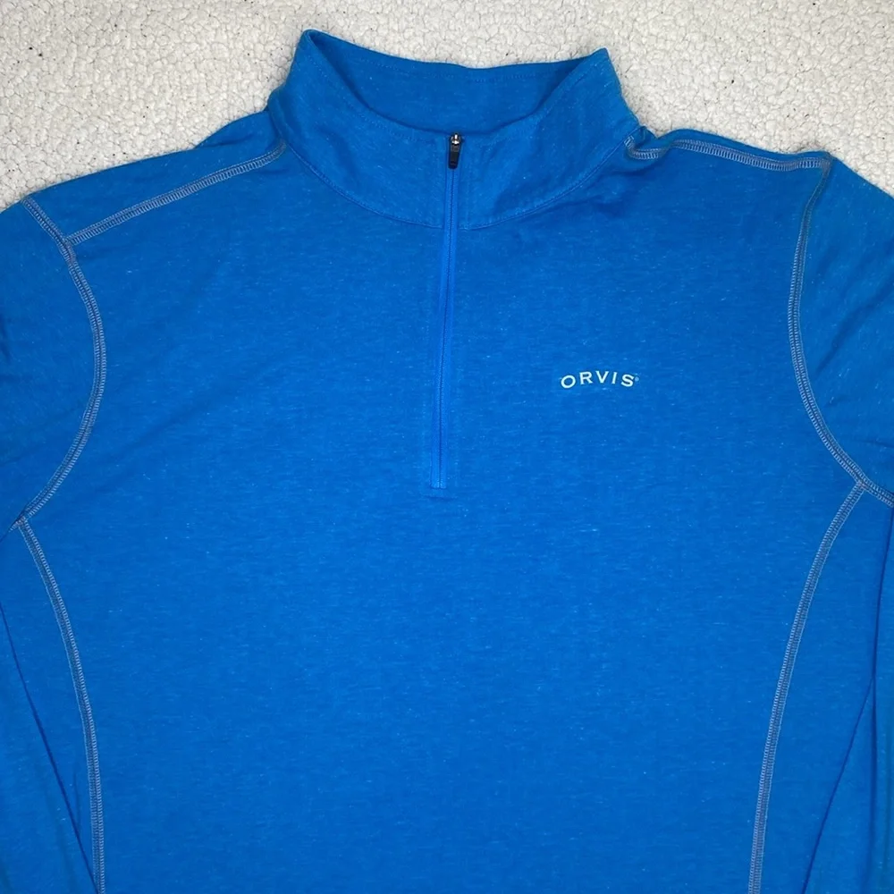 Orvis Sandy Point Blue Lightweight 1/4 Zip Pullover: Size Extra Large